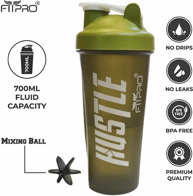 FitPro 700 ml Plastic Shaker(Pack of 1, Black)