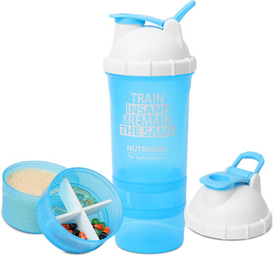 Nutrigize 600 ml Plastic Shaker(Pack of 1, Light Blue)