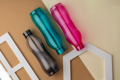 M9GI Premium Quality round Shape water bottle set of fridge bottles plastic 1000 ml Bottle(Pack of 3, Multicolor, Plastic)