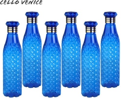 cello venice Plastic Fridge Water Bottle Set Of 6, Crystal Diamond Texture Design 1000 ml Bottle(Pack of 6, Blue, PET)