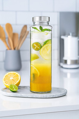 b7 Creations 750 ml Glass Bottle(Pack of 1, Silver)