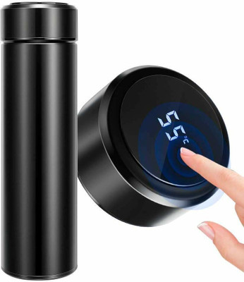 Dixit Smart Flask with Led Display 500 ml Flask 500 ml Flask(Pack of 1, Black, Steel)