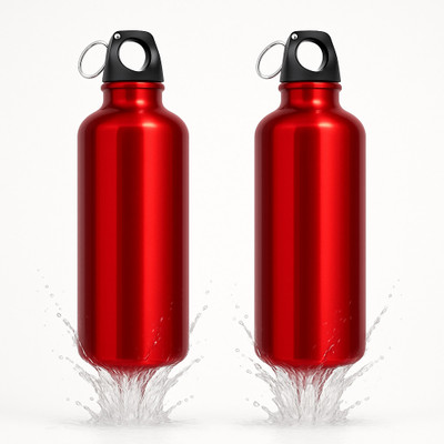 Krishna Steels 1000 ml Steel Sipper(Pack of 2, Red)