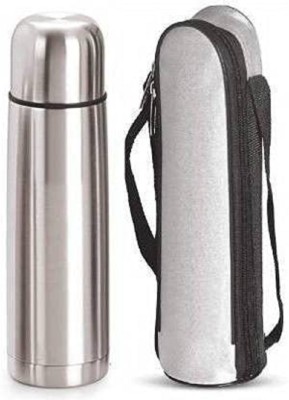 PuthaK Flip Lid Thermosteel 24 Hours Hot and Cold Water Bottle with Bag, 500 ml, Silver 500 ml Flask(Pack of 1, Silver, Steel)