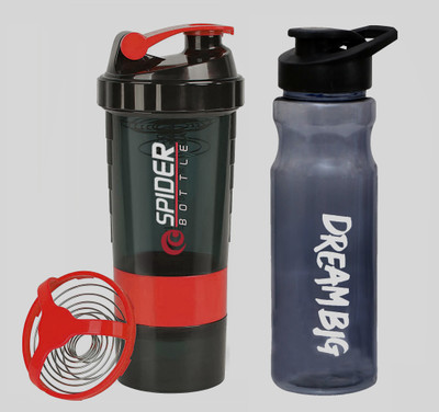 TRUE INDIAN 500 ml Plastic Shaker(Pack of 2, Black, Red)