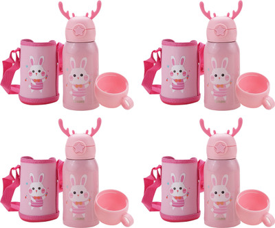 KUBER INDUSTRIES 500 ml Steel Sipper(Pack of 4, Pink)