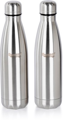 Sumeet Stainless Steel Double Walled Flask / Water Bottle, 24 Hrs Hot &Cold, 500ml, 2Pc 500 ml Flask(Pack of 2, Silver, Steel)