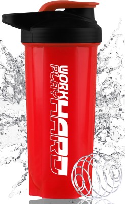 ZYRO Work Hard Protein Gym Sipper Bottle with Stainless Steel Spring Ball 700 ml Shaker(Pack of 1, Red, Plastic)