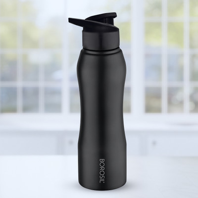 BOROSIL Grip N Sip Bottlem Set of Three 750 ml Bottle(Pack of 1, Black, Steel)