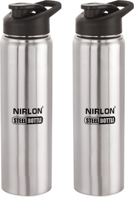 NIRLON Josh Single Wall Stainless Steel Fridge/Gym/Home/Office Water Sipper Bottle 1000 ml Bottle(Pack of 2, Silver, Steel)