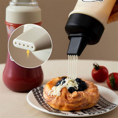 SVULINT 350ml Squeeze Bottle Five Holes Multipurpose Sauce Bottle 350 ml Bottle(Pack of 1, Multicolor, Plastic)
