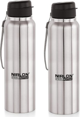 NIRLON Superb Flip Stainless Steel Single Wall Sipper Water Bottle Pack of 2 1000 ml Bottle(Pack of 2, Silver, Steel)