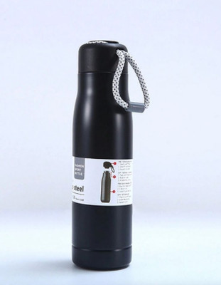 Gaura 500 ml Steel Flask(Pack of 1, Black)