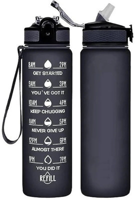 Hk water bottal 900 ml Plastic, Tritan Bottle(Pack of 1, Black)