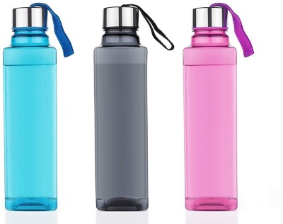 4square Plastic Water Bottle Set of 3 | Office Bottle | Gym Bottle Fridge bottle 1000 ml Bottle(Pack of 3, Multicolor, Plastic)