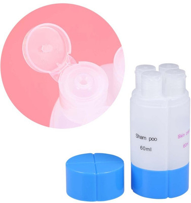 Ankev Reusable Refillable Shampoo Conditioner Cream Lotion Storage Travel 4 in 1 60 ml Bottle(Pack of 1, Blue, White, Plastic)