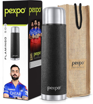 pexpo 500 ml Steel Flask(Pack of 1, Black)