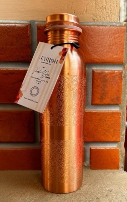VINIROH Copper Bottle for Drinking, Storage Water, Best Yoga Gift Floral Antique Design 900 ml Bottle(Pack of 1, Copper, Copper)