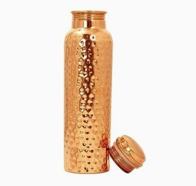 Rame Pure Hammered Copper Water Bottle 1 Liter A Leak Proof Joint 1000 ml Bottle(Pack of 1, Brown, Copper)