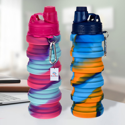 Heart Home 500 ml Silicone Bottle(Pack of 2, Multicolor)