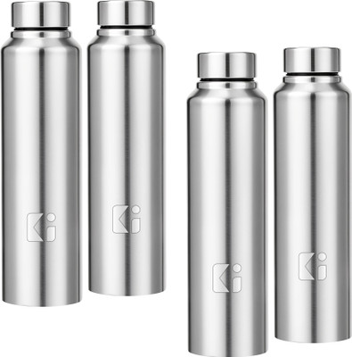 Heart Home 1000 ml Steel Bottle(Pack of 4, Silver)