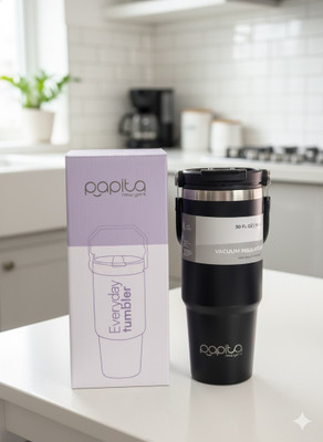 jMilan Tumbler Handle Straw Stainless Steel Insulated Water Bottle Leak Proof Coffee Stainless Steel Coffee Mug(900 ml)