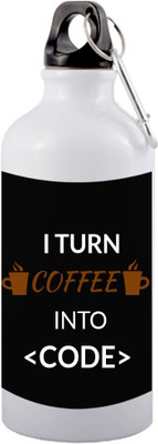 SANNO WORLD NEW-best I turn coffee into code 600 ml Bottle(Pack of 2, White, Aluminium)