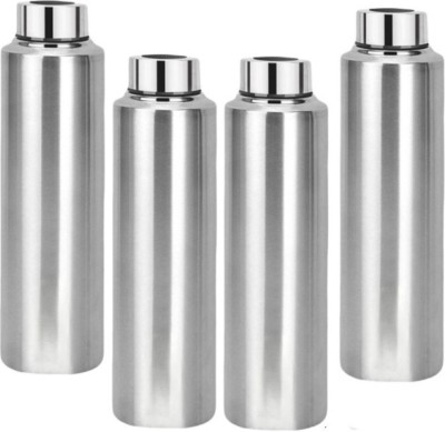 Padma Stainless steel Fridge water Bottle Pack OF 4 PCS) 1000 ml Bottle(Pack of 4, Silver, Steel)