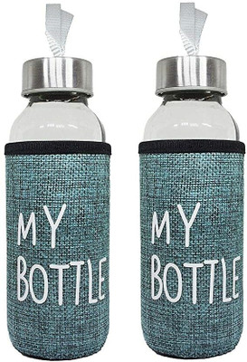 UNDERZONE 500 ml Glass Bottle(Pack of 2, Beige, Blue, Black, Pink, Grey)
