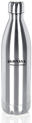 AGHNAYA Ozone Double Wall Water Bottle For Home office Gym kids Boys Girls /Fridge 1000 ml Flask(Pack of 1, Silver, Steel)