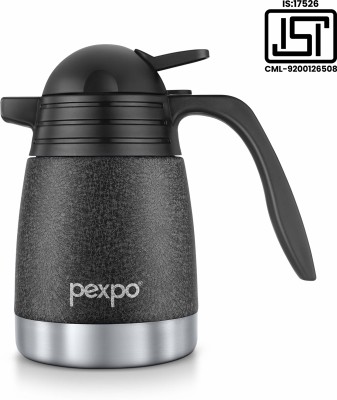 pexpo Stainless Steel Vacuum Insulated Cosmo Carafe, Hot and Cold Tea/Coffee 600 ml Flask(Pack of 1, Black, Steel)