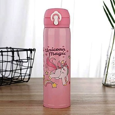 PriWa Stainless Steel with vacuum flask Cute Water Bottle for school and college girls 500 ml Flask(Pack of 1, Pink, Steel)