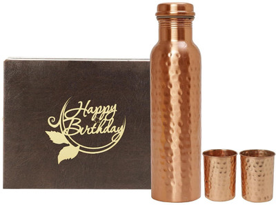 INTERNATIONAL GIFT 1000 ml Copper Bottle With Drinking Glass(Pack of 1, Copper)