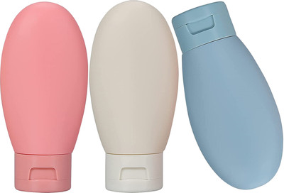maycreate 3pcs Travel Pouch Kit 60ML Refillable Silicone Containers with Lid Travel Toiletry Kit(Multicolor)