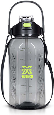 VECTOR X QUENCH 2.2 Litre Gym Gallon 1 Day 1 Water Jug with Time Marker Plastic Reusable 2200 ml Bottle(Pack of 1, Black, Plastic)
