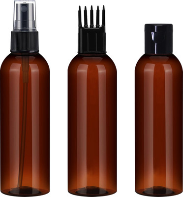 nsb herbals 100 ml PET, Plastic Spray Bottle(Pack of 3, Brown, Black)