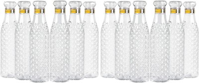 Anzal Crystal Clear Water Bottle for Fridge Unbreakable 1000 ml Bottle 1000 ml Bottle(Pack of 12, Clear, Plastic)