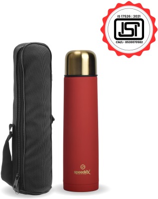 SPEEDEX Thermosteel Flip Lid Flask,Hot&Cold Water Bottle for Office Indoor 1000 ml Flask(Pack of 1, Red, Steel)