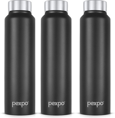 pexpo 950 ml Steel Bottle(Pack of 3, Black)