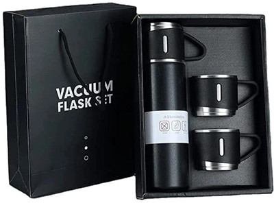 ved online mart Flask Set with 2 Cups 500 ml Bottle(Pack of 1, Multicolor, Aluminium)