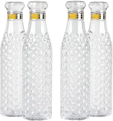 HUCREATION 1000 ml Plastic Bottle(Pack of 4, White, Multicolor)