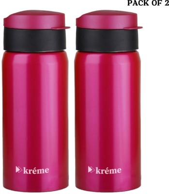 Kreme BUNNY PINK 400ML PK2 400 ml Bottle(Pack of 2, Pink, Steel)