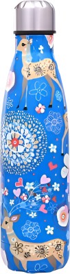 Happykids Double Wall 500ml Stainless Steel Water Bottle 24 Hrs Hot & Cold 500 ml Bottle(Pack of 1, Blue, Steel)