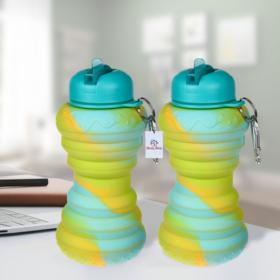 Heart Home 600 ml Silicone Bottle(Pack of 2, Green)