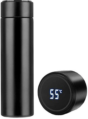 Eco plush store Smart LED Display Indicator Insulated Stainless Steel Hot & Cold Flask Bottle 500 ml Bottle(Pack of 1, Black, Steel)