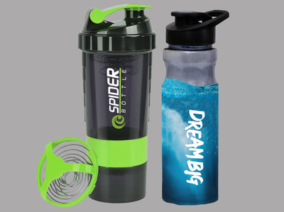 TRUE INDIAN 500 ml Plastic Shaker(Pack of 3, Green, Black)