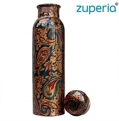 Zuperia ® Pure Printed Green Copper Bottle for Water 1 Litre Matt Finish Health Benefits 1000 ml Bottle(Pack of 1, Green, Copper)