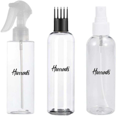 HARRODS Empty Bottles for Hair Application | 1 Applicator, 1 Mist Spray, Trigger Spray 200 ml Spray Bottle(Pack of 3, White, Plastic)