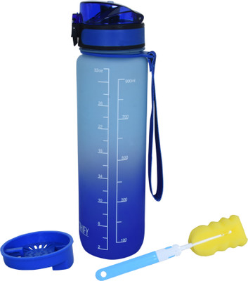 Healthify Best Choice Unbreakable Water Bottle 1L with Motivational Time Marker, Leakproof 1000 ml Bottle(Pack of 1, Blue, Plastic)
