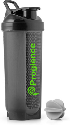 Progience Gym Shaker Bottle with Whisk Ball | BPA-Free Plastic Protein Mixer 700 ml Shaker(Pack of 1, Black, Plastic)